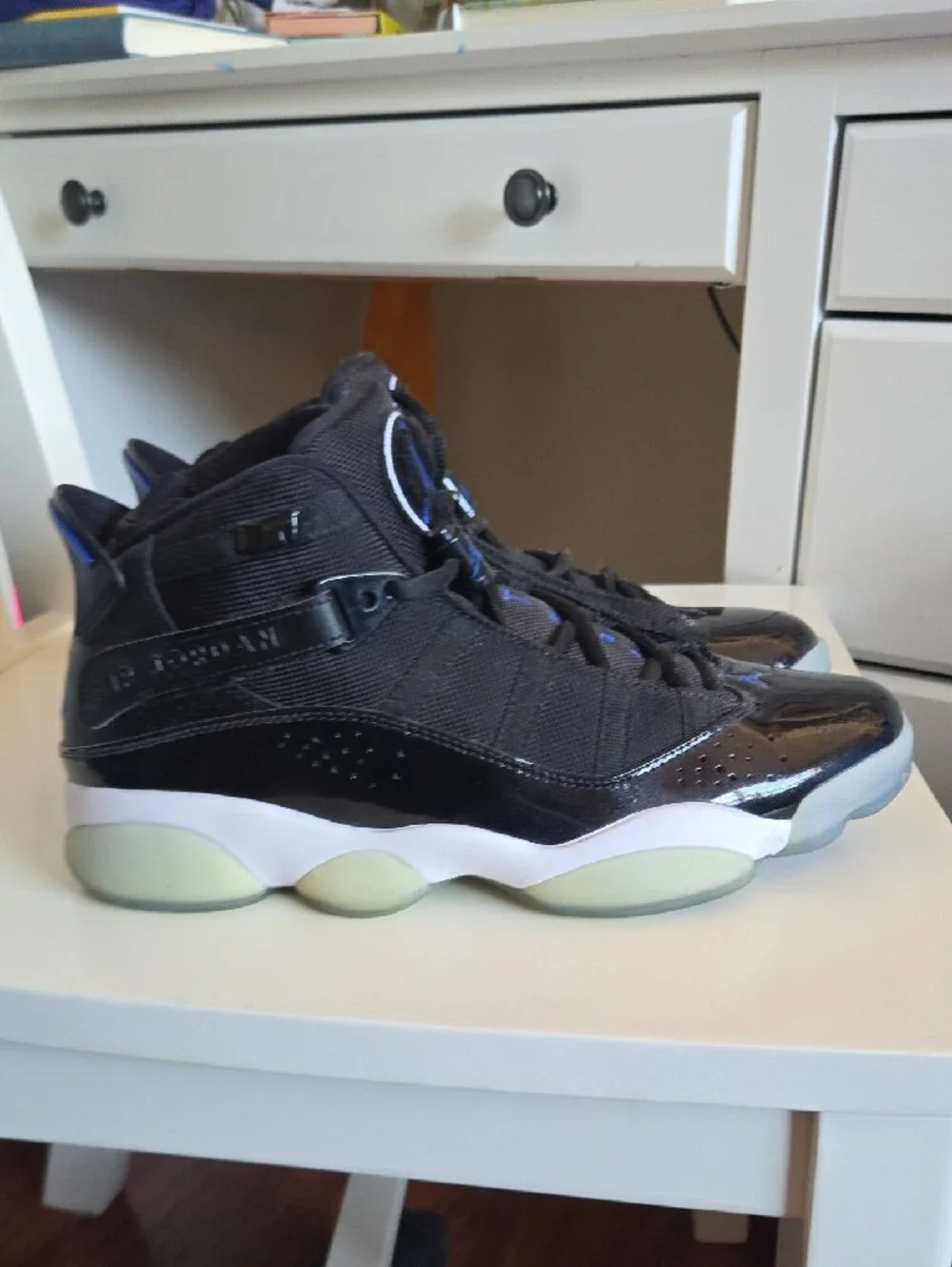 Jordan Men’s Black and Royal Blue High-Top Sneakers